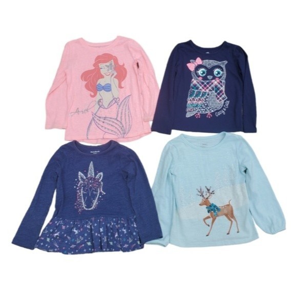 Size 4 Long Sleeved Graphic Top Bundle - Picture 1 of 16